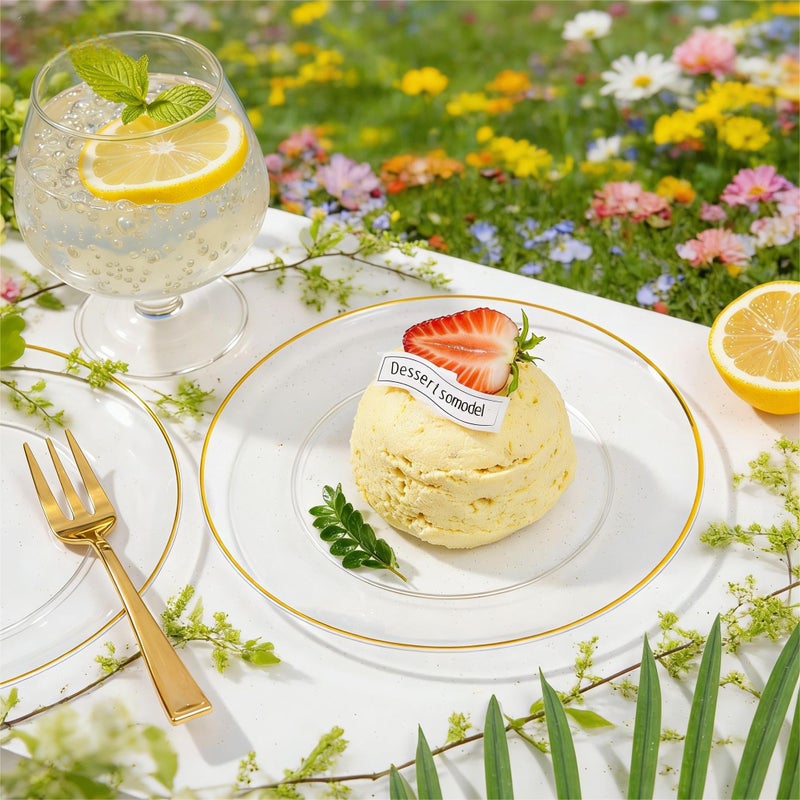 Festiva 200Pcs Clear Plastic Dessert Plates Disposable 6.3" with Plastic Forks 5" - Small Clear Plates-Dessert/Cake/Appetizer Plates for Birthday/Easter Party & Wedding - Serve for 100Guests - Image 4