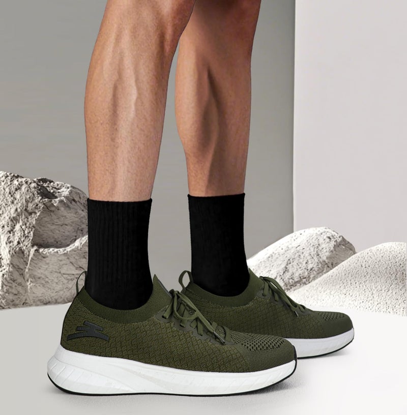 Puweco Mens Non Slip Tennis Shoes Lightweight Running Shoes Breathable Walking Shoes Olive Green Size 10.5 - Image 3