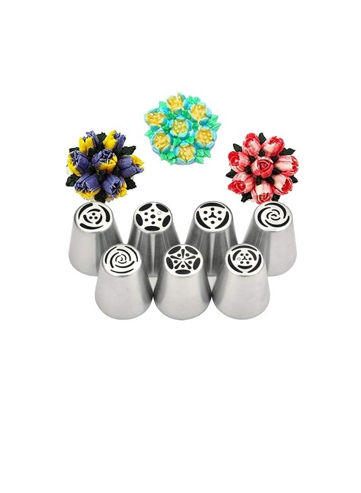 كول بيبي مجموعة أدوات تزيين الكيك الكريمي على شكل زهرة التوليب الروسية، مكونة من 7 قطع - Image 1