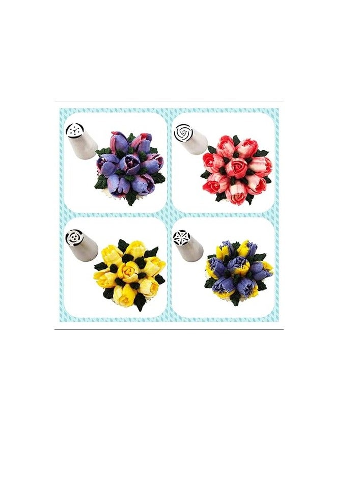 كول بيبي مجموعة أدوات تزيين الكيك الكريمي على شكل زهرة التوليب الروسية، مكونة من 7 قطع - Image 3