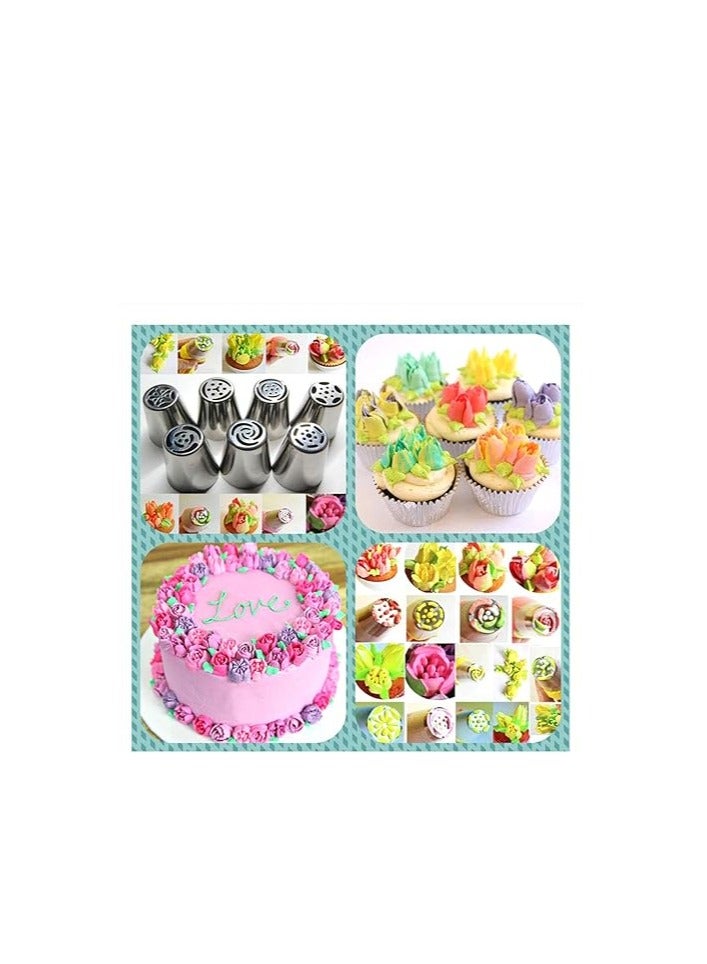 كول بيبي مجموعة أدوات تزيين الكيك الكريمي على شكل زهرة التوليب الروسية، مكونة من 7 قطع - Image 5
