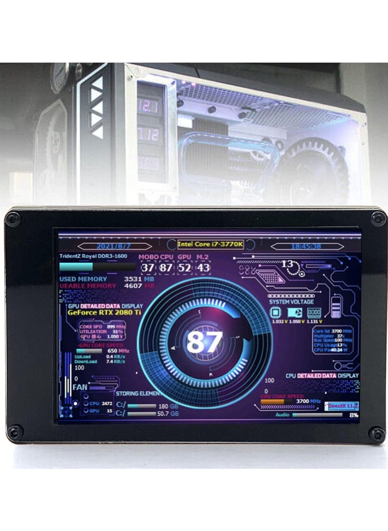 3.5 Inch IPS USB Mini Screen, Computer Temperature Display Type C Sub Screen, PC CPU RAM HDD Monitor For AIDA64, Computer Temp Monitor For PC Computer Case