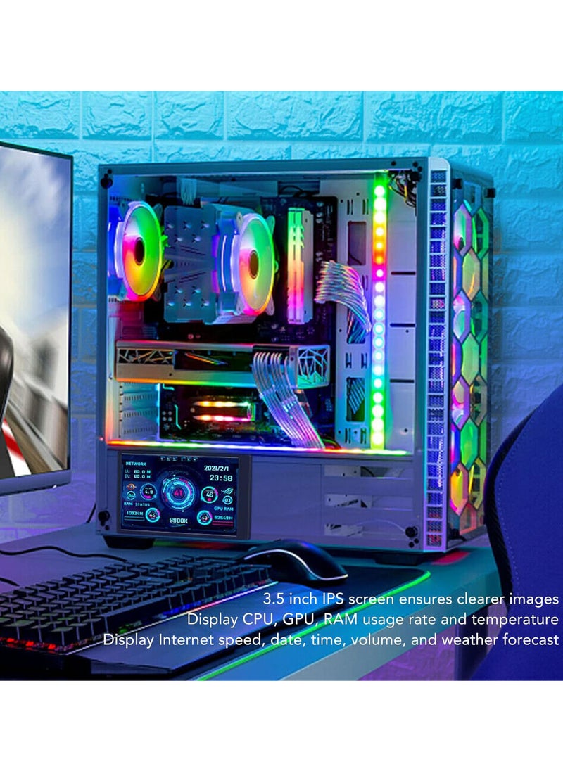 3.5 Inch IPS USB Mini Screen, Computer Temperature Display Type C Sub Screen, PC CPU RAM HDD Monitor For AIDA64, Computer Temp Monitor For PC Computer Case