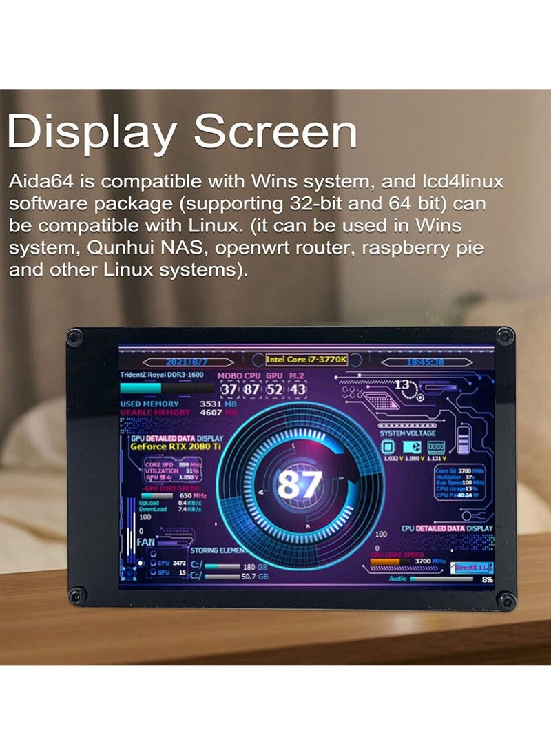 3.5 Inch IPS USB Mini Screen, Computer Temperature Display Type C Sub Screen, PC CPU RAM HDD Monitor For AIDA64, Computer Temp Monitor For PC Computer Case