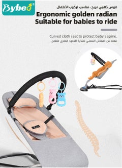 Bybeo Baby Bouncer, Infant Rocker, Portable Baby Swing Chair, Durable Bouncer Seat, Infant Rocking Bouncer for Babies, with 3-Point Harness, 4 Adjustable Height, Mosques Net, Toy Rack  - Image 5
