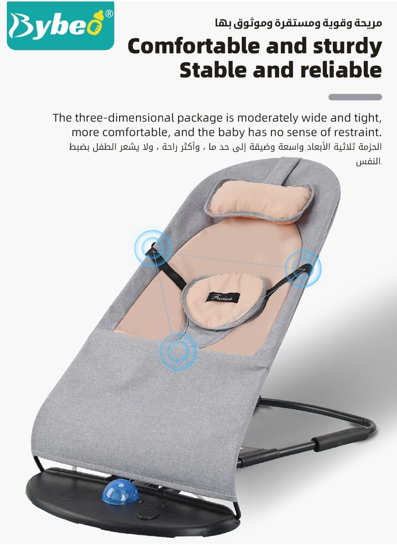 Bybeo - Baby Bouncer, Infant Rocker, Portable Baby Swing Chair, Durable Bouncer Seat, Infant Rocking Bouncer for Babies, with 3-Point Harness, 4 Adjustable Height, Mosques Net, Toy Rack - Image 1