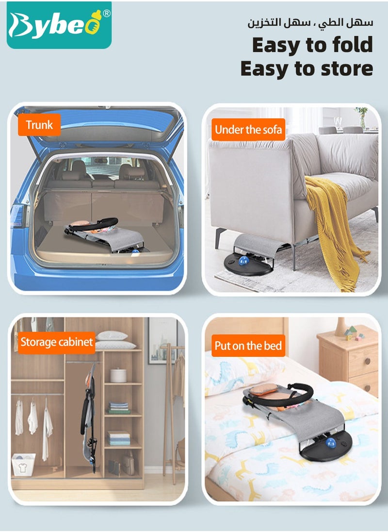 Bybeo - Baby Bouncer, Infant Rocker, Portable Baby Swing Chair, Durable Bouncer Seat, Infant Rocking Bouncer for Babies, with 3-Point Harness, 4 Adjustable Height, Mosques Net, Toy Rack - Image 1