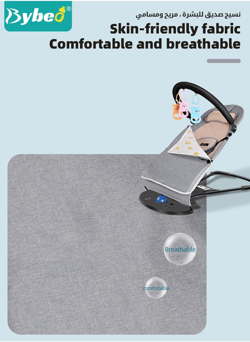 Bybeo - Baby Bouncer, Infant Rocker, Portable Baby Swing Chair, Durable Bouncer Seat, Infant Rocking Bouncer for Babies, with 3-Point Harness, 4 Adjustable Height, Mosques Net, Toy Rack - Image 1