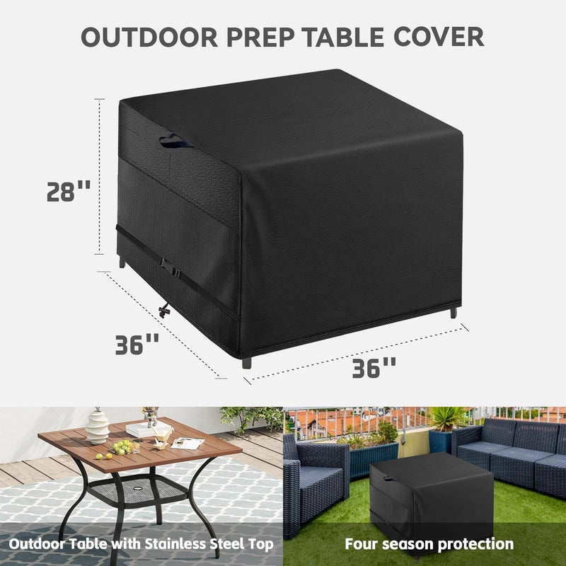 Wnanan Outdoor Patio Square Table Cover 36 inch Black Heavy Duty Waterproof Cover for Square Slatted Tabletop - Image 2