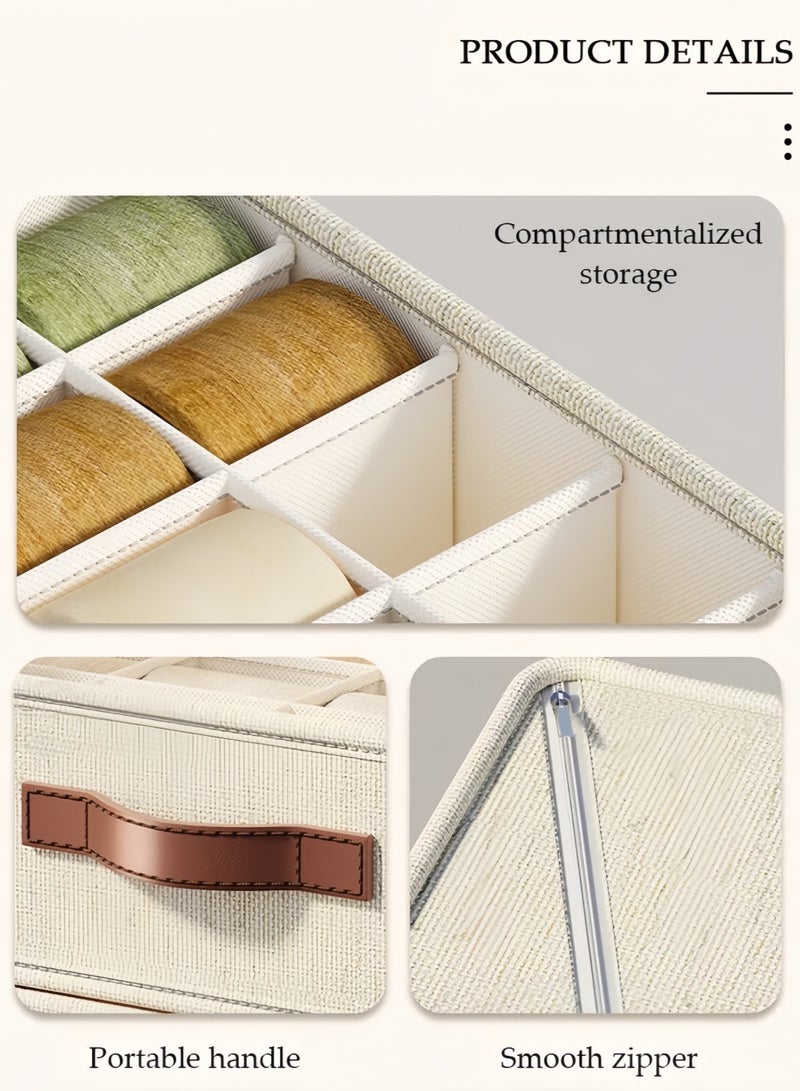Anmi Premium 3-Piece Foldable Drawer Organizer Set - Reinforced Linen Wardrobe Dividers for Underwear, Socks & Baby Clothes - Stackable Closet Storage Bins - Image 5