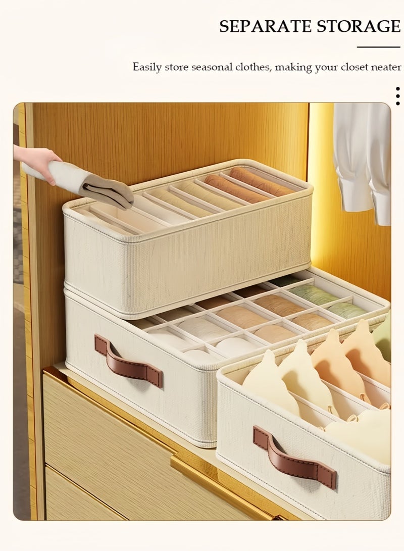 Anmi Premium 3-Piece Foldable Drawer Organizer Set - Reinforced Linen Wardrobe Dividers for Underwear, Socks & Baby Clothes - Stackable Closet Storage Bins - Image 4