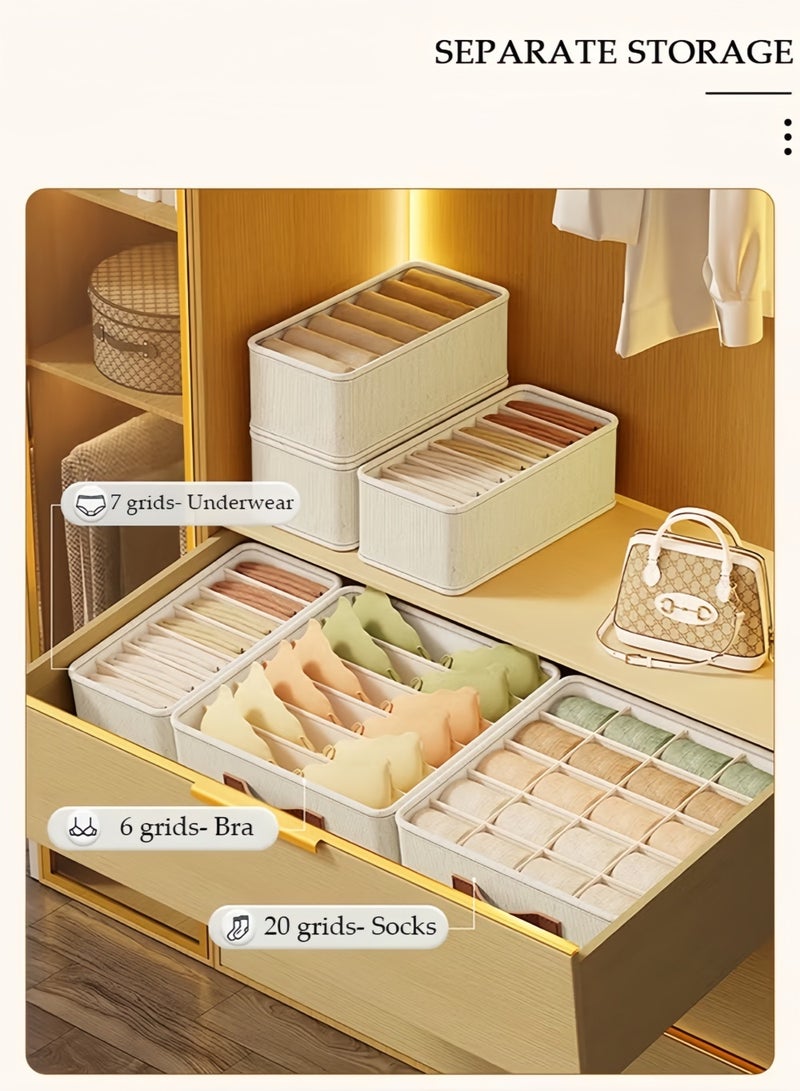Anmi Premium 3-Piece Foldable Drawer Organizer Set - Reinforced Linen Wardrobe Dividers for Underwear, Socks & Baby Clothes - Stackable Closet Storage Bins - Image 3