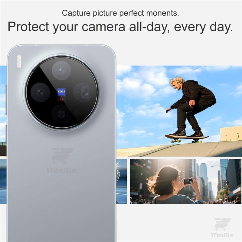 WonRia ® حزمة 1 - واقي عدسة الكاميرا الخلفية لجهاز Vivo X300 5G - واقي زجاج الكاميرا [3D متميز] - أسود - Image 2
