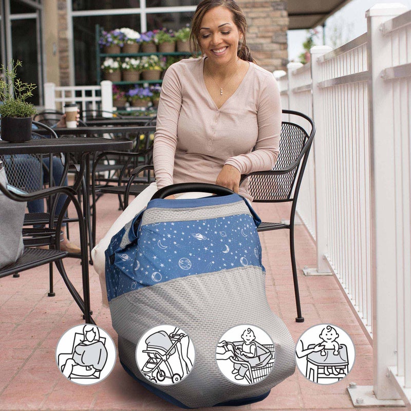 Boppy 4 and More Multi-use Cover, Blue Starry Sky, Quick-Dry UPF 50+ Knit and Breathable Mesh, Versatile for Car Seat Canopy, Nursing Cover, Infant Strollers, Shopping Carts, Highchairs and More - Image 3
