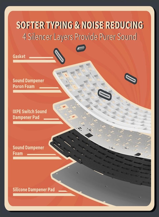 Kzzi لوحة مفاتيح ميكانيكية لاسلكية KZZI K75 PRO RGB بنسبة 75%، وضع ثلاثي BT 5.0/2.4G/USB-C، 82 مفتاح قابل للتبديل الساخن، لوحة مفاتيح ألعاب مع مقبض وعرض الطاقة، مفاتيح خطية مخصصة، أسود وأبيض - Image 5