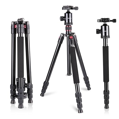 Adofys Professional Aluminium Alloy 67 inches/170 Centimeters Camera Travel Tripod Monopod with 360 Degree Ball Head,1/4 inch Quick Shoe Plate and Bag for DSLR Camera up to 12 kilograms - Image 1