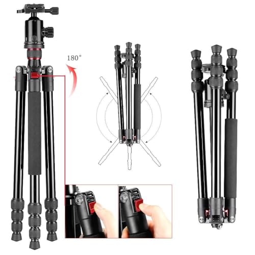 Adofys Professional Aluminium Alloy 67 inches/170 Centimeters Camera Travel Tripod Monopod with 360 Degree Ball Head,1/4 inch Quick Shoe Plate and Bag for DSLR Camera up to 12 kilograms - Image 5