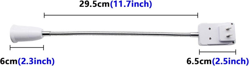 SinLoon E27E26 Socket Adapter with OnOff Switch Light Lamp Bulb 360 Degrees Flexible Aluminum Wire Gooseneck US Plug for Night Light Grow Lights Desk Lamp Bulb White - Image 3