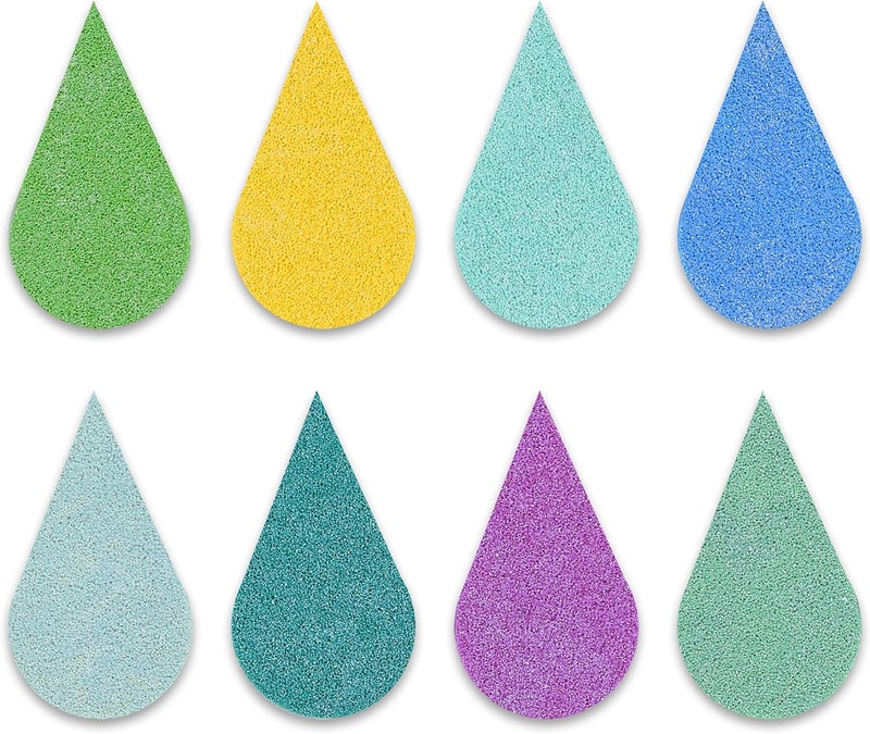 YPSelected 8 Assorted Multi Colours Waterdrop Shaped Craft Rubber Stamps Petal Ink Pads for Paper Wood Fabric (Set 1030) - Image 3