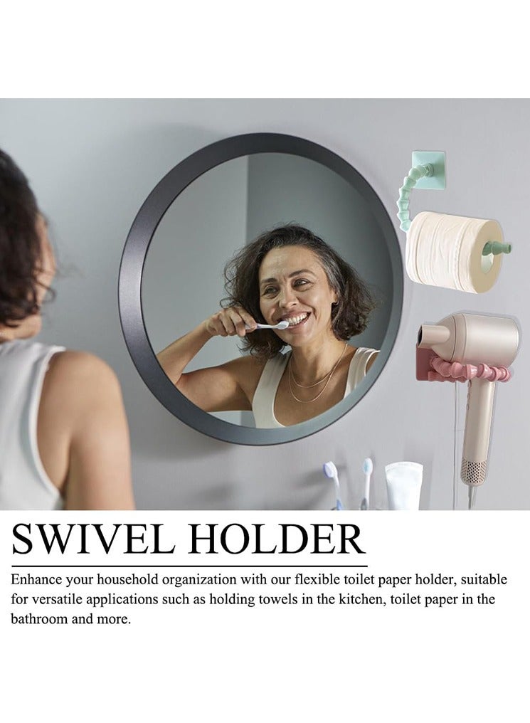 1 PCS Adjustable Flexible Toilet Paper Holder Towel Hanger Multifunctional Wall Rack Swivel Shower Head Hair Sryer Holder Slipper Holder,Wall Holder for Bathroom Kitchen  - Image 5