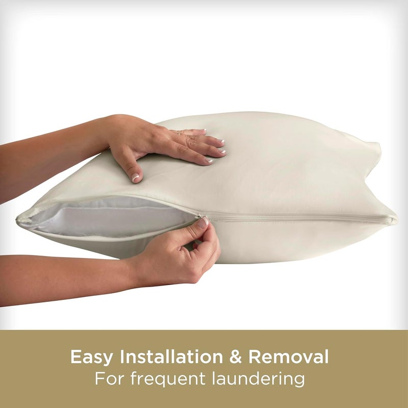 Aller-Ease Organically Grown Soft Cotton Allergy Defense Zippered Pillow Protector- Standard/Queen- 2 Pack - Image 5