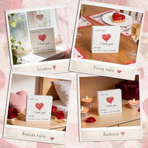 ONEVIVE I Can’t Say I Love You Enough Wooden Sign – Romantic Gift for Him Her, Anniversary Wedding Gift, Cute Love Desk Decor, Small Shelf Decoration 5x5 Inch - Image 5