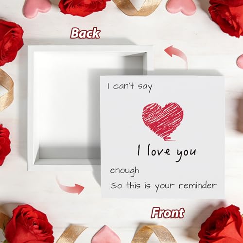 ONEVIVE I Can’t Say I Love You Enough Wooden Sign – Romantic Gift for Him Her, Anniversary Wedding Gift, Cute Love Desk Decor, Small Shelf Decoration 5x5 Inch - Image 2