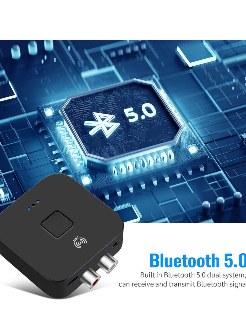 SOLARAE محول استقبال الصوت بلوتوث 5.0، موسع بلوتوث لاسلكي NFC مدخل 3.5 مم AUX أو RCA، محول صوت بلوتوث لأنظمة بث الموسيقى، أنظمة المسرح المنزلي والسيارات - Image 2