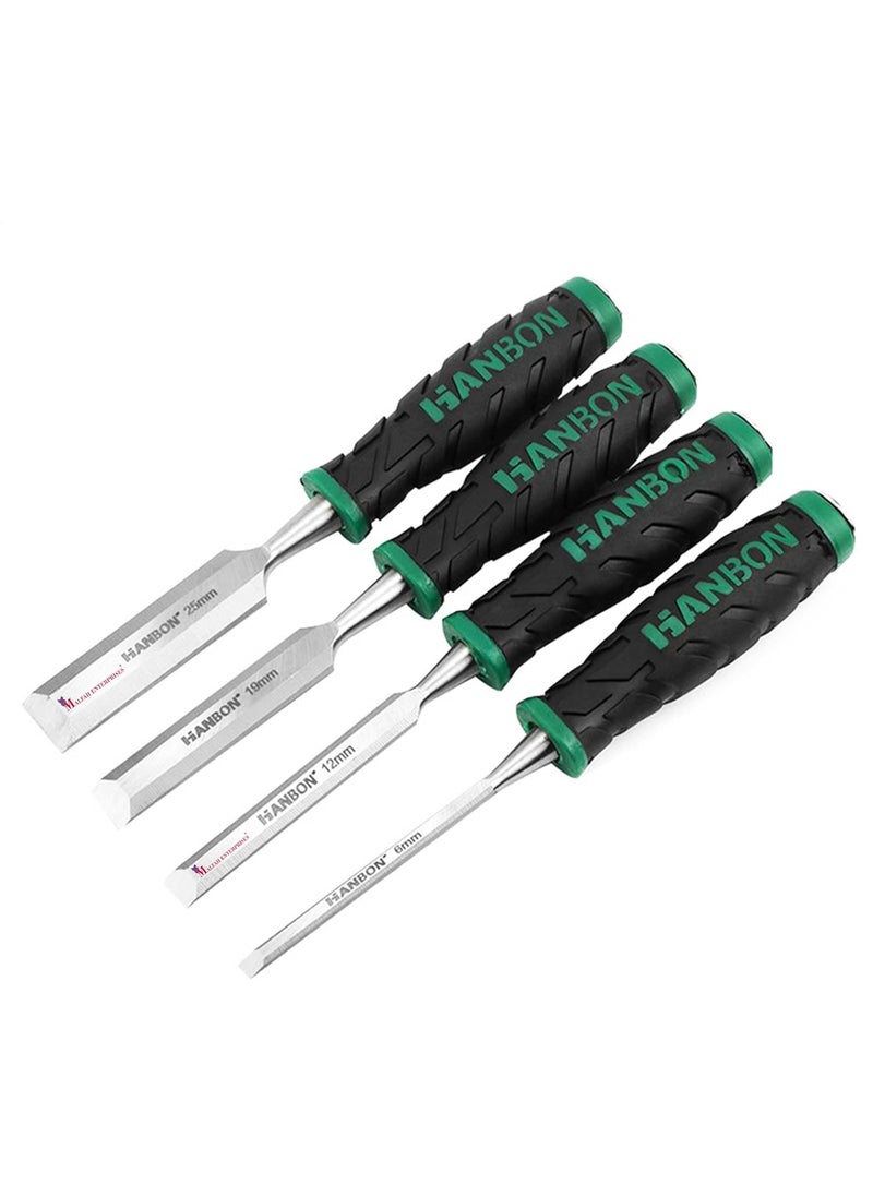 Malfah Enterprises Malfah Wood Chisel 2519 126 Mm 4 Pcs Set Ideal for Wood Carving 0251 Inch 132201  - Image 1