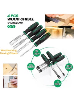 Malfah Enterprises Malfah Wood Chisel 2519 126 Mm 4 Pcs Set Ideal for Wood Carving 0251 Inch 132201  - Image 2