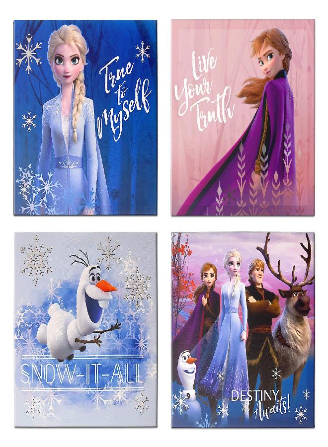 Idea Nuova Disney Frozen 2 4 Pack Canvas LED Wall Art, Eachpiece Measures 11.4" X 11.4", Multi - Image 3