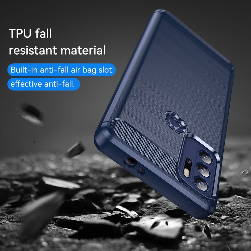 BURAQ Case Cover For Motorola Moto G60S Brushed Texture Carbon Fiber TPU Case(Navy Blue) - Image 4