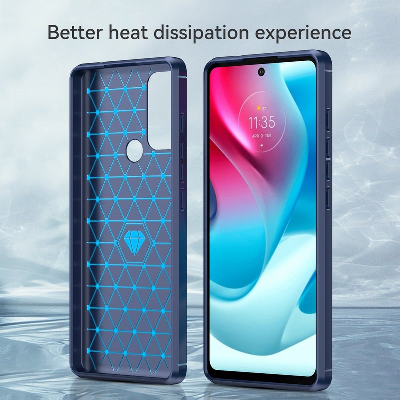 BURAQ Case Cover For Motorola Moto G60S Brushed Texture Carbon Fiber TPU Case(Navy Blue) - Image 3