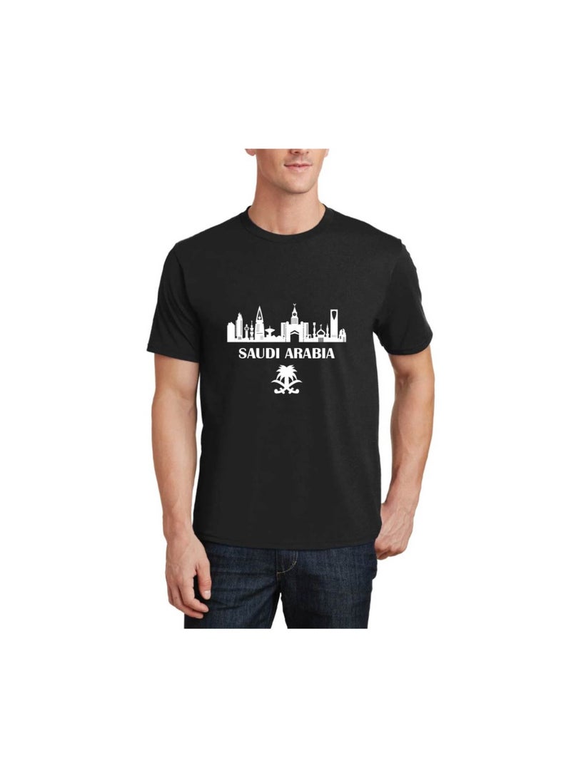 Saudi Arabia National Day Men's T-Shirt – Short Sleeve Round Neck Soft Cotton Tshirt - Perfect For Celebrating Saudi National Day, Events - Image 1
