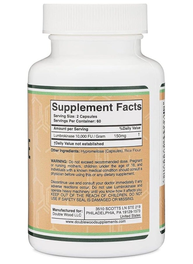 Double Wood Supplements مكمل إنزيمات لومبروكيناز 150 مجم لكل وجبة - 120 كبسولة - Image 2