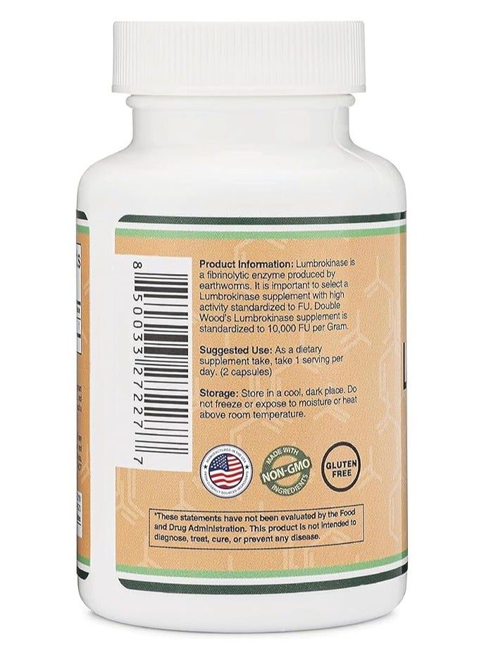 Double Wood Supplements مكمل إنزيمات لومبروكيناز 150 مجم لكل وجبة - 120 كبسولة - Image 3