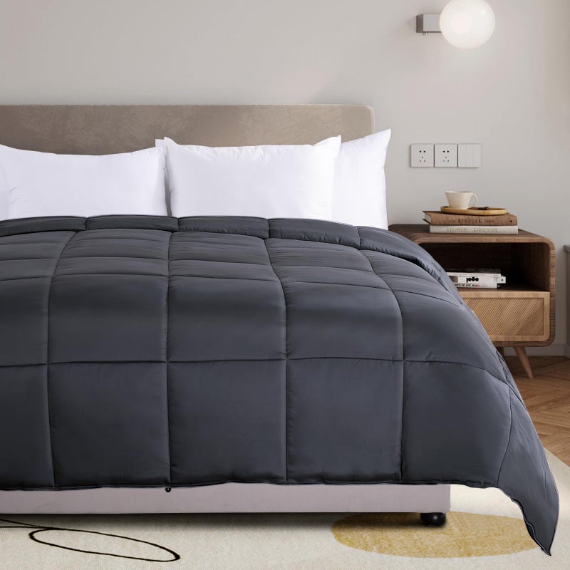 NEXHOME PRO Viscose from Bamboo Cooling Comforter, King Lightweight Down Alternative Organic Natural Duvet Insert,Summer Bedding Blanket Cool for Hot Sleepers,8 Corner Tabs Dark Grey 106x90 - Image 1