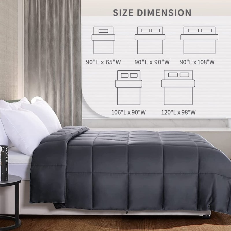 NEXHOME PRO Viscose from Bamboo Cooling Comforter, King Lightweight Down Alternative Organic Natural Duvet Insert,Summer Bedding Blanket Cool for Hot Sleepers,8 Corner Tabs Dark Grey 106x90 - Image 4