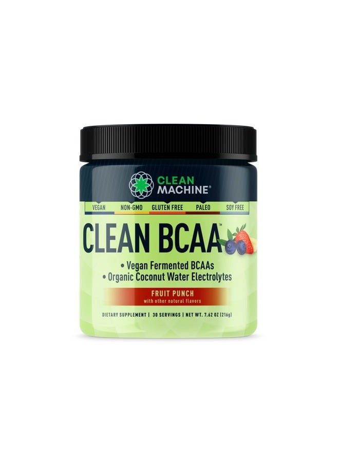 Clean Machine بروتين BCAA النقي - 2:1:1 مسحوق BCAAs مصدره الغذاء وإلكتروليتات ماء جوز الهند لاستعادة الطاقة والأحماض الأمينية - مكمل أحماض أمينية نباتي حائز على جوائز - 30 حصة (30، نكهة فواكه مشكّلة) - Image 1