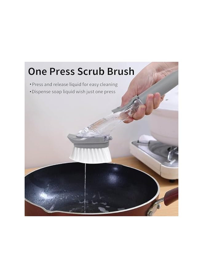 promass Dish Brush with Soap Dispense, Soap Control Dish Washing Brush, Kitchen Dish Scrub Brush with Soap Dispenser, Dish Wand Brush with Handle Kitchen Cleaning Brush for Pot Sink Pan - Image 5