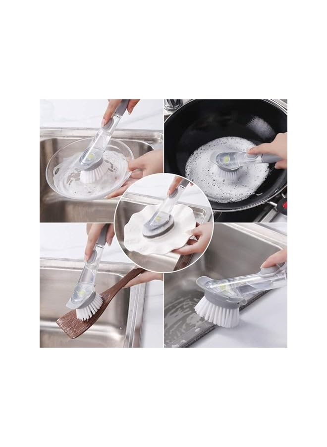 promass Dish Brush with Soap Dispense, Soap Control Dish Washing Brush, Kitchen Dish Scrub Brush with Soap Dispenser, Dish Wand Brush with Handle Kitchen Cleaning Brush for Pot Sink Pan - Image 3