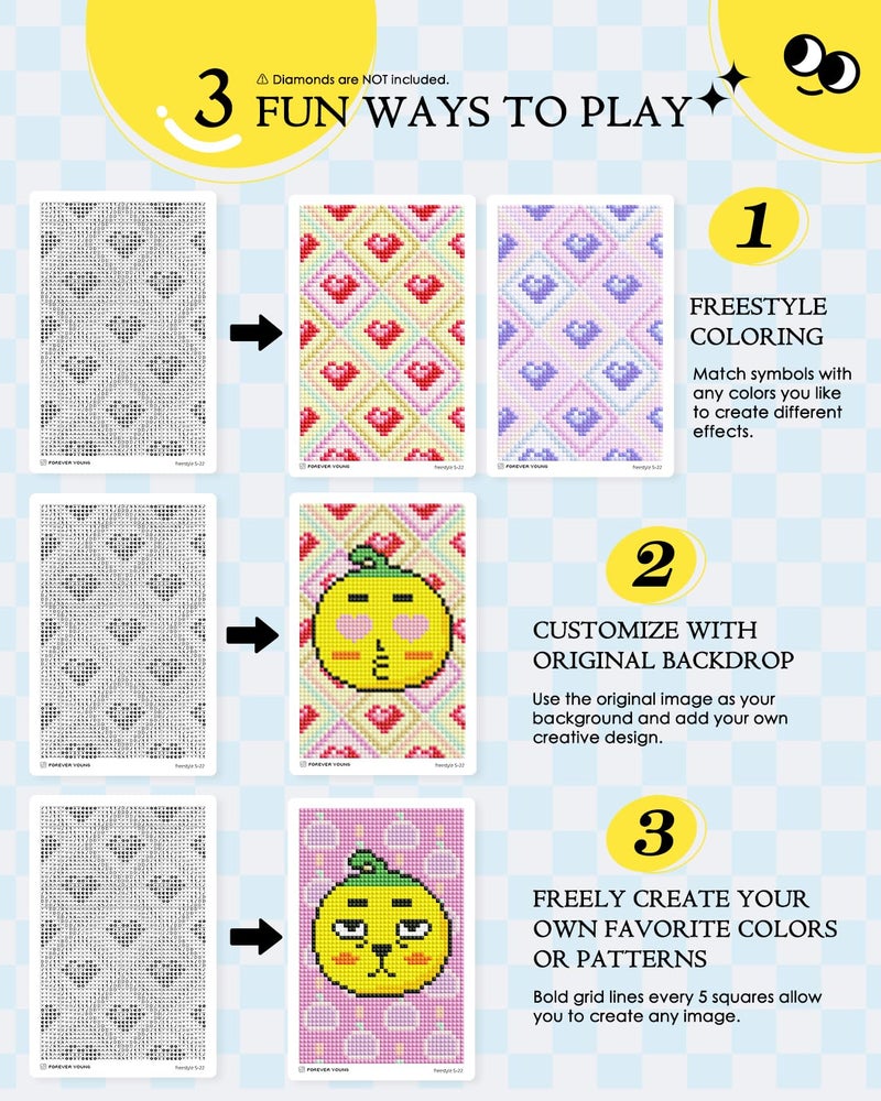 forever young 24 Designs Diamond Freestyle Cards for Beads, 5x7 Blank Diamond Art Cards with Glue for Round Dots for Adults, Postcard-Style Diamond Painting Accessories (No Drills) - Image 3