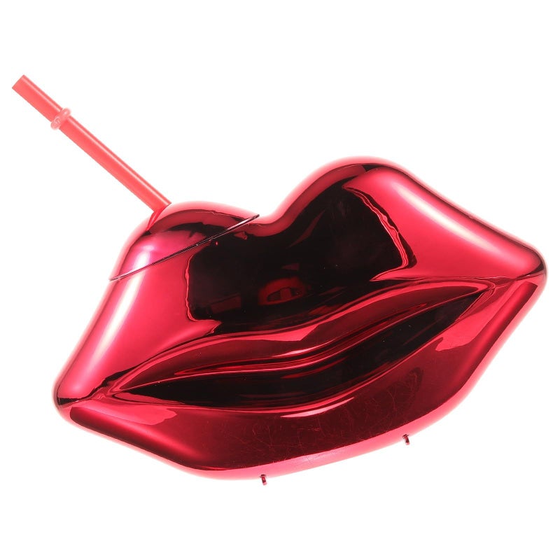 Creative Retro Lip Shaped Plastic Tumbler With Reusable Straw Celebration Beverage Cup For Adults Holiday Pool Party Drinkware - Image 2