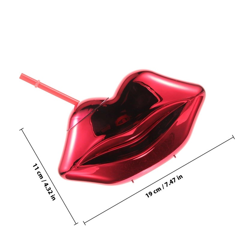 Creative Retro Lip Shaped Plastic Tumbler With Reusable Straw Celebration Beverage Cup For Adults Holiday Pool Party Drinkware - Image 3