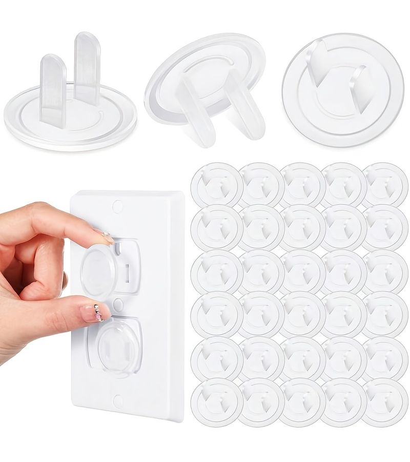 24 Transparent US Standard Outlet Covers Anti Electric Shock Easy Install Safe Plastic - Image 1