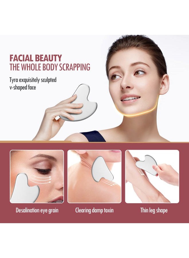 DANGSHAN 3D Contouring Face Massage Roller, Metal Face Roller Gua Sha Massage Tool Kit, Cooling Beauty Skin Roller Face Lift for Face, Eye, Neck, Body Skin Care Tools Gift Sets for Women  - Image 4