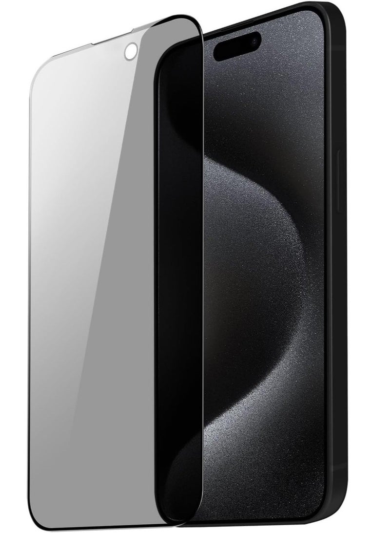 راكسوم واقي شاشة زجاجي للخصوصية لهاتف آيفون 15 برو ماكس، مضاد للتجسس، مصنوع من زجاج مقوى، صلابة 9H، مقاوم للخدوش، خالٍ من الفقاعات. - Image 1