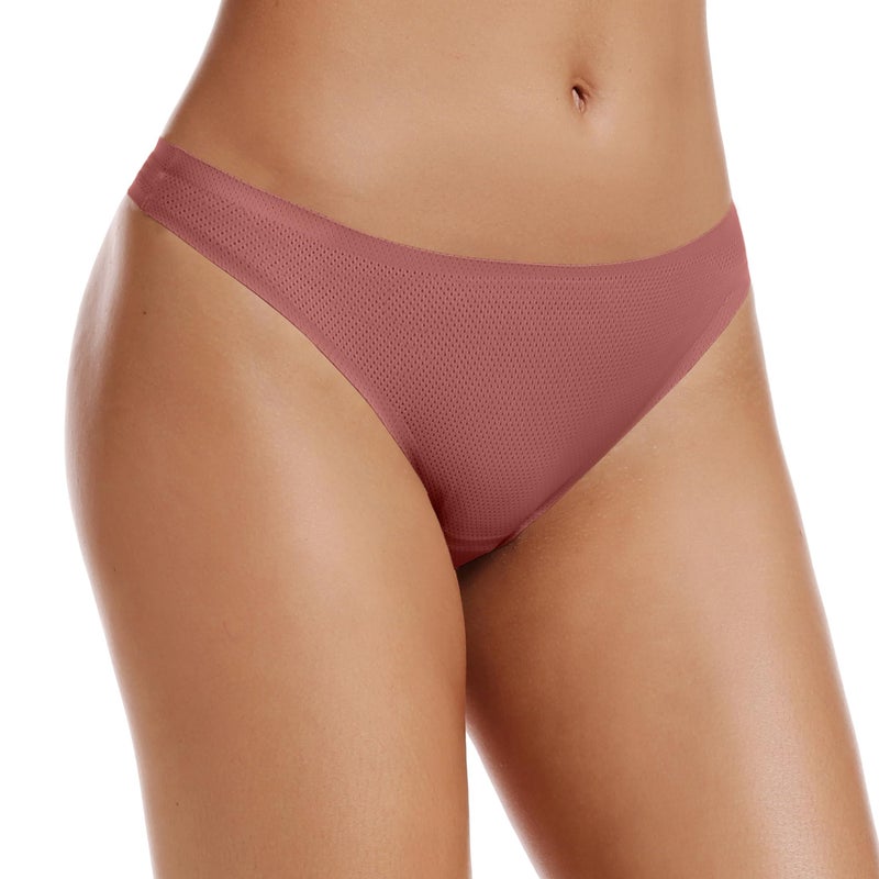 voenxe Seamless Women Underwear Thongs,No Show Ladies Thong,Invisible No Line Breathable Comfortable Panties Undies,Womens No Seam Soft Wide Gusset Tanga,Legging Underpants for Woman 5-Pack - Image 3