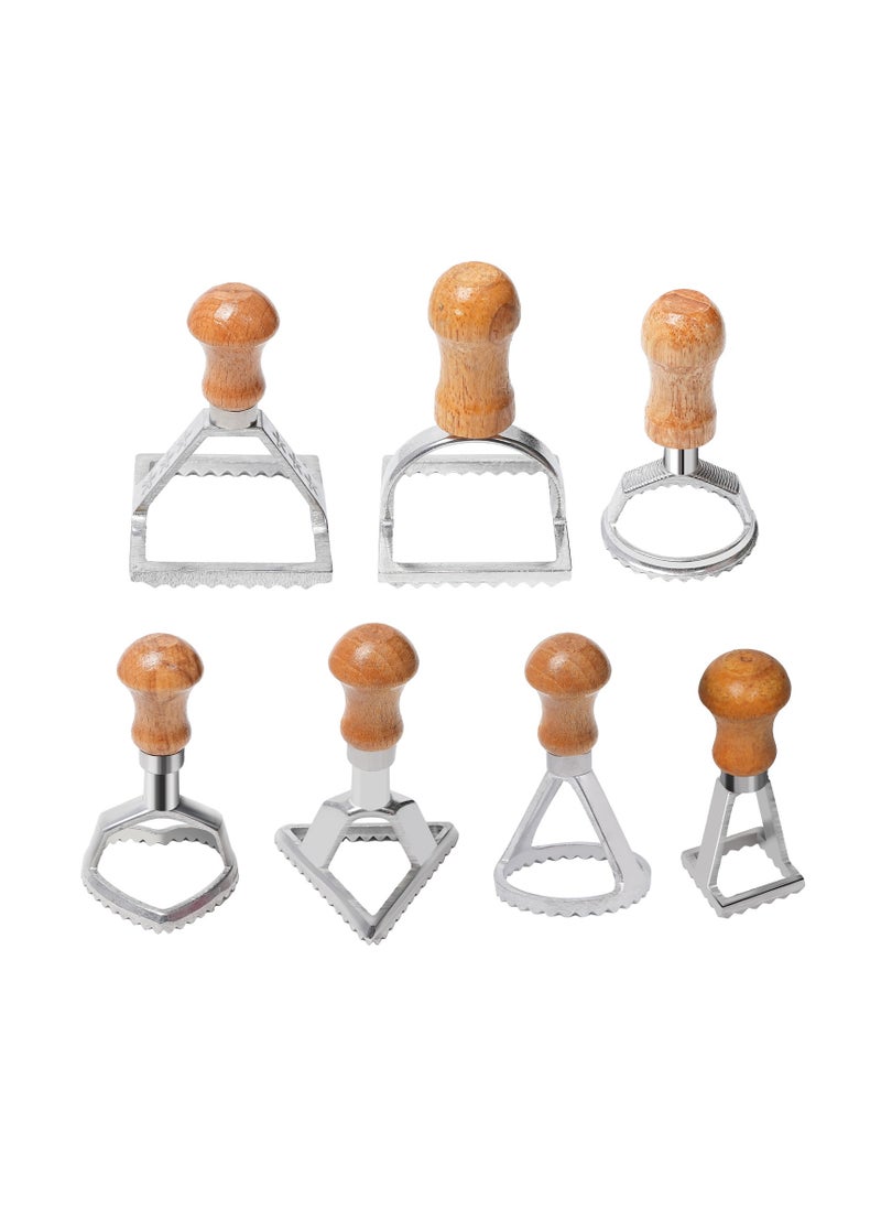 General Ravioli Stamp Set Pasta Cutter Press Meat Pie Sealer Maker Rolling Pin Mold Dough Press Dumpling Crimper DIY Cookies Tools with Wooden Handle and Fluted Edge 7pcs Set  - Image 1