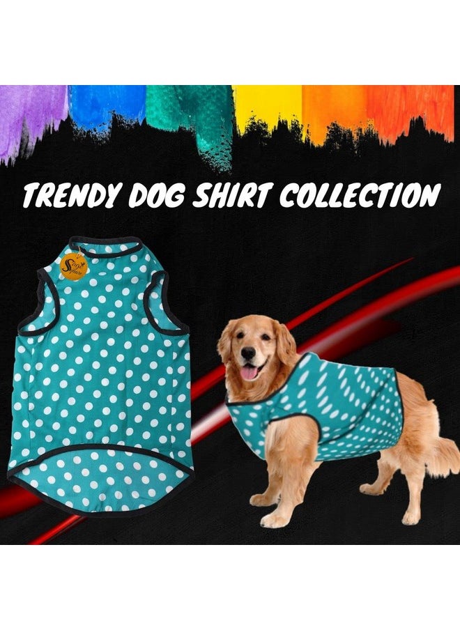Sage Square Funky Soft Material Dog T-Shirt | Cool/Funky Print Pet | Soft Light Weight | Comfortable & Breathable Dog Clothing | Trendy Vest Outfit (Xxxlarge - 30 Inch) (Polka Sky Blue)  - Image 2